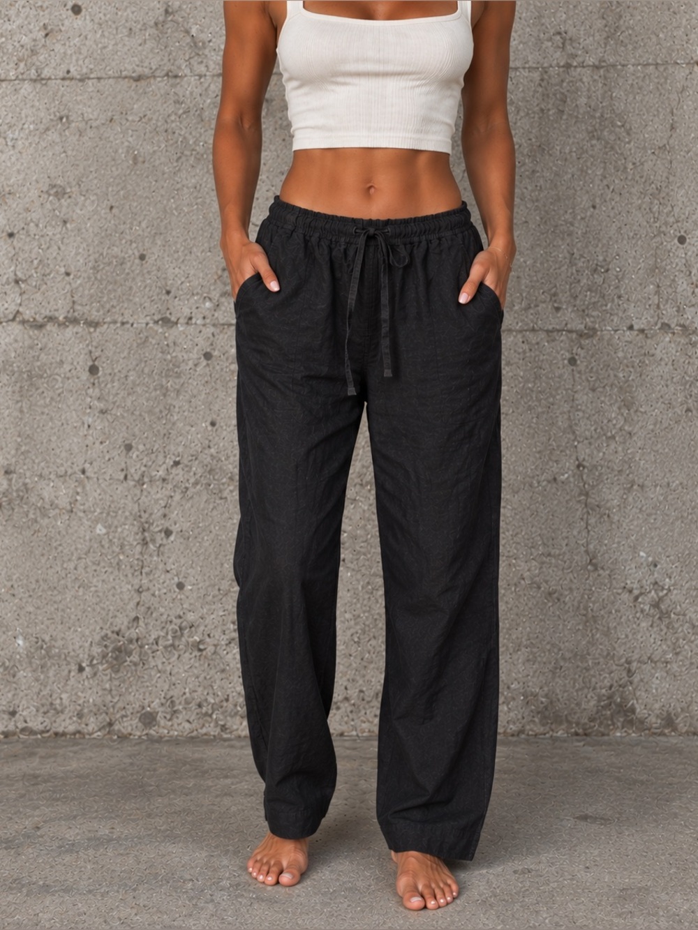 Black Linen Pants Abercrombie & Fitch Linen-Blend Drawstring Size S Regular